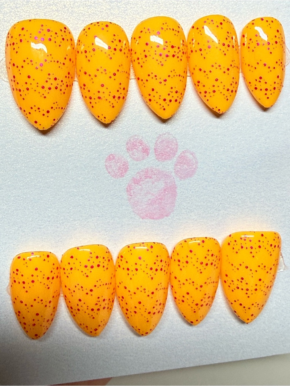 Orange Speckled press on nails medium almond size medium